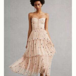 Anthropologie Mauve Tiered Tulle Dress